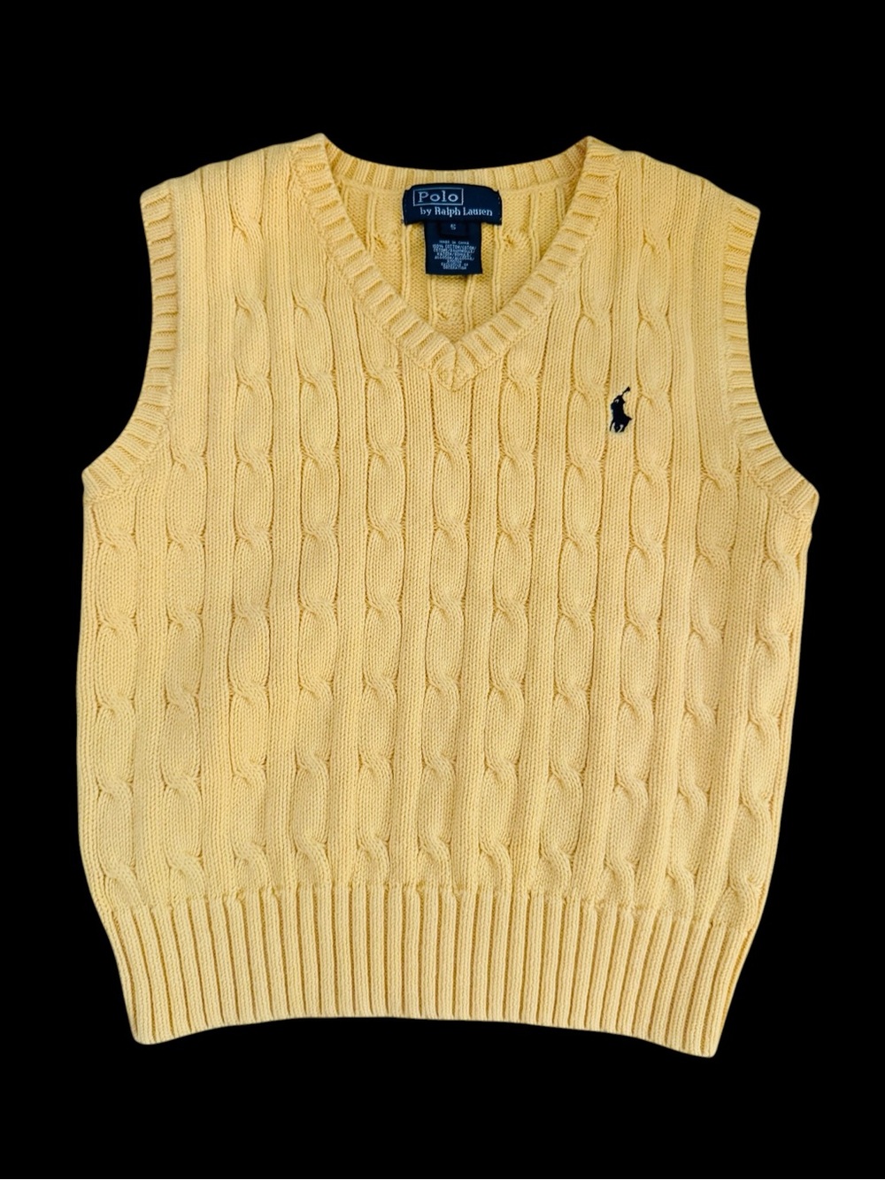 Boys Ralph Lauren Yellow Cable-Knit V-Neck Sweater Vest - Picture 2 of 7